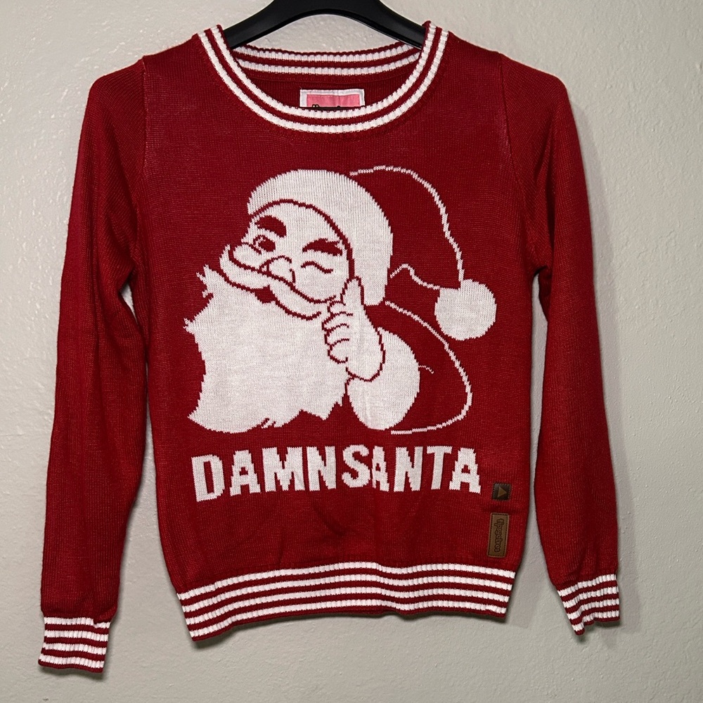 Tipsy Elves Red Santa Crew Neck Sweater - Picture 1 of 10